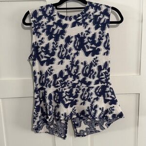 BCBGMaxAzria Navy and Cream Patterned Top